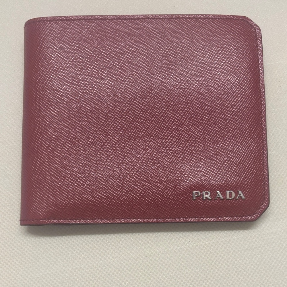 Prada Men’s Red Saffiano Leather Bi-Fold Wallet